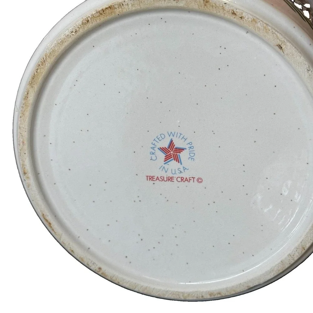 Vintage Treasure Craft Cookie House Inn Cookie Jar Canister USA Speckled Pottery